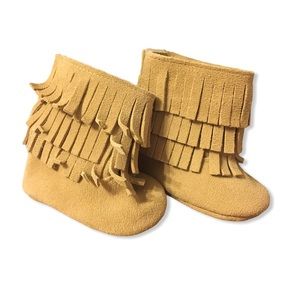 Bailey’s Blossoms Moccasin Booties With Fringe